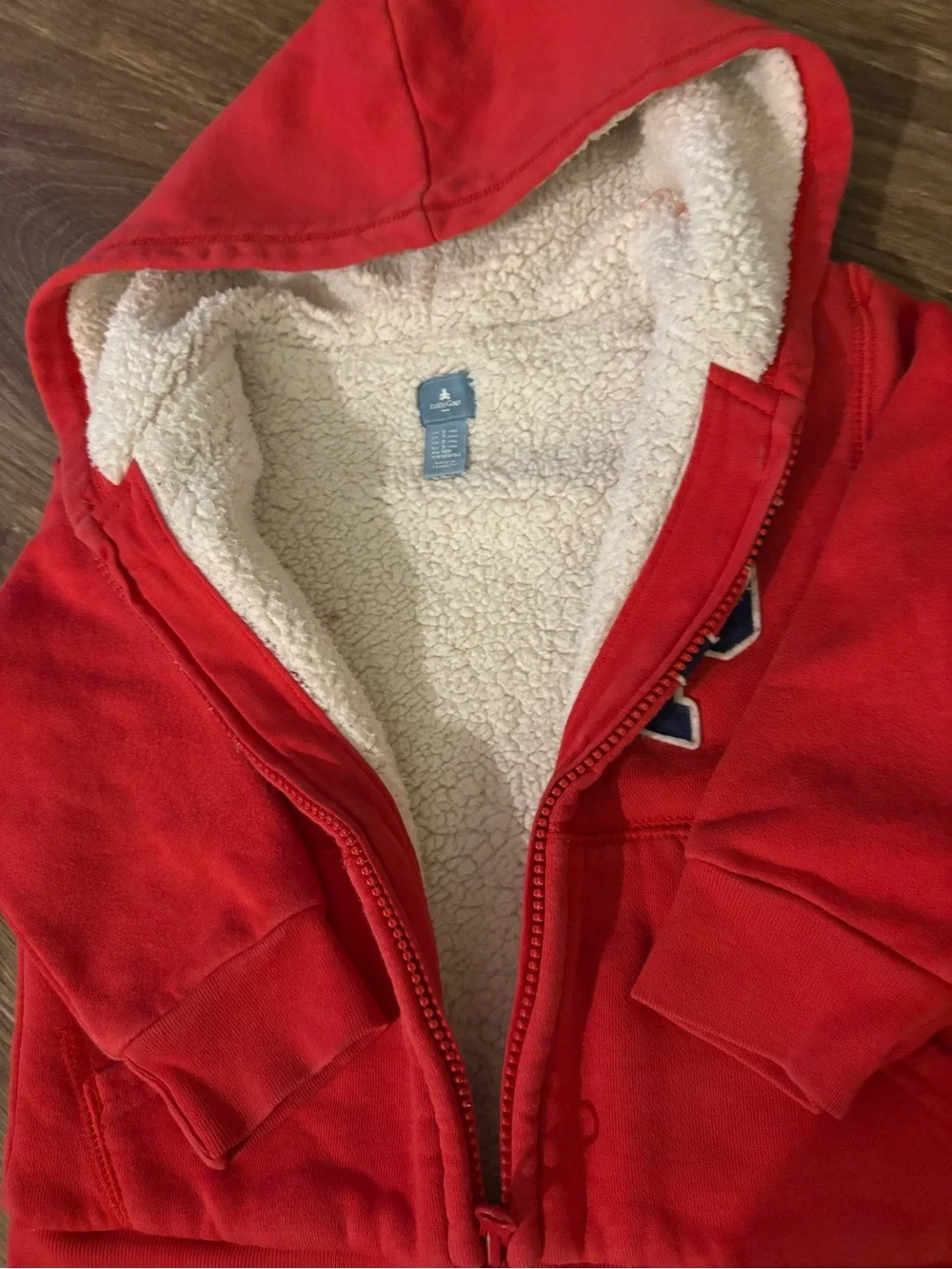 Baby GAP 3T Teddy Bear Sherpa Fleece Zip Hoodie Red tomato sauce 00s Y2K